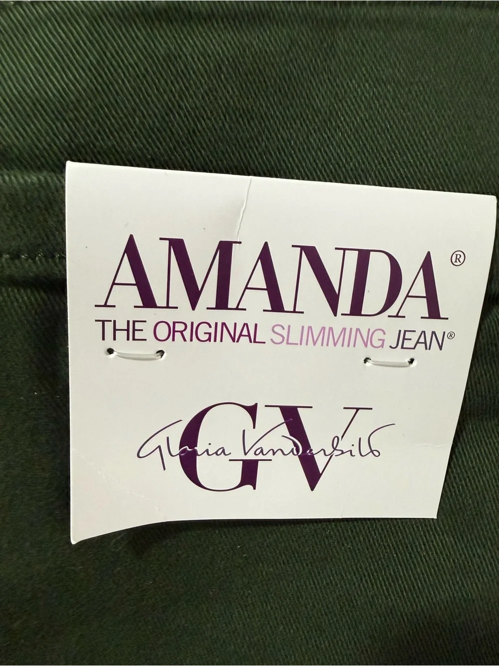 Gloria Vanderbilt Amanda Stretch Jeans in Olive Green size 16P - Picture 6 of 7